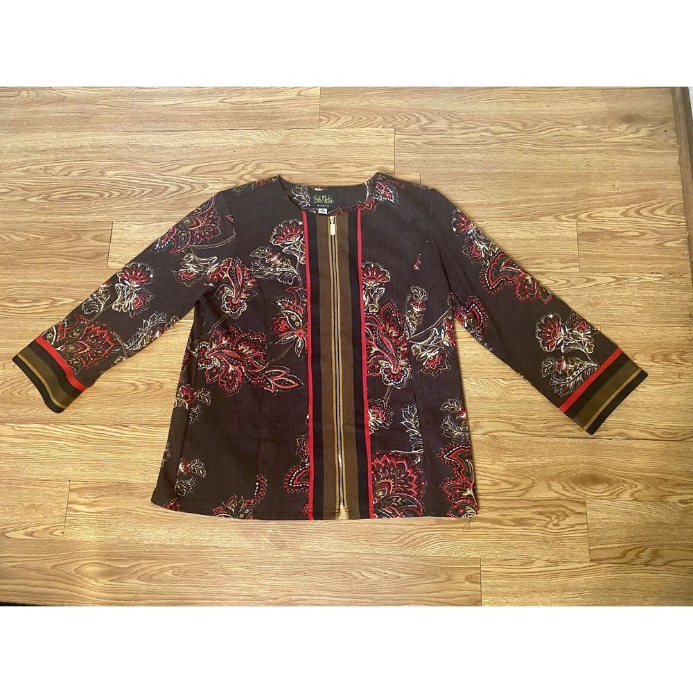 Bob Mackie Wearable Art Women's Sz M Zip Down Pullover Cardigan Multicolor